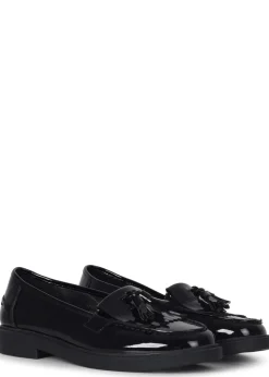 Linzi Kamille Black Faux Patent Leather Classic Slip On Loafer