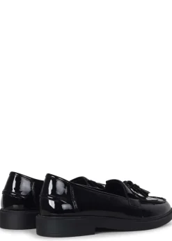 Linzi Kamille Black Faux Patent Leather Classic Slip On Loafer