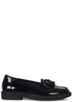 Linzi Kamille Black Faux Patent Leather Classic Slip On Loafer