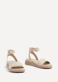 Linzi Kara Sand Faux Leather Footbed Flatform Sandals