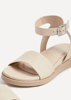 Linzi Kara Sand Faux Leather Footbed Flatform Sandals