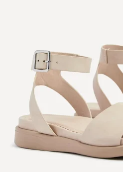 Linzi Kara Sand Faux Leather Footbed Flatform Sandals