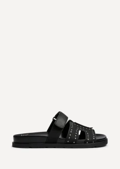 Linzi Karma Black Nubuck Studded Linked Design Sandal