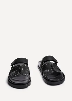 Linzi Karma Black Nubuck Studded Linked Design Sandal