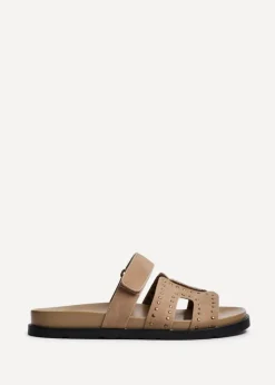 Linzi Karma Camel Nubuck Studded Linked Design Sandal