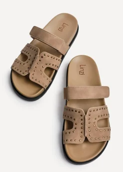 Linzi Karma Camel Nubuck Studded Linked Design Sandal