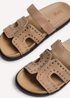 Linzi Karma Camel Nubuck Studded Linked Design Sandal