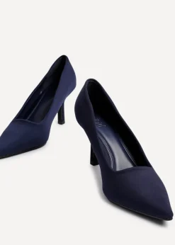 Linzi Kat Navy Scuba Leather Court Heels