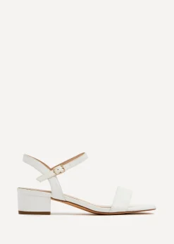 Linzi Kezzi White Faux Leather Barely There Low Block Heeled Sandal