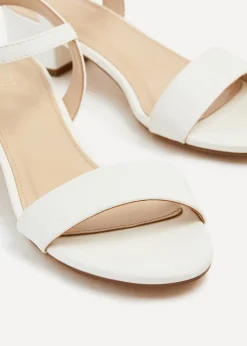 Linzi Kezzi White Faux Leather Barely There Low Block Heeled Sandal