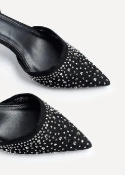 Linzi Krystal Black Mesh & Diamante Court Heel