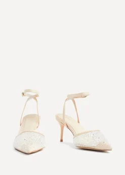 Linzi Krystal Sand Mesh & Diamante Court Heel