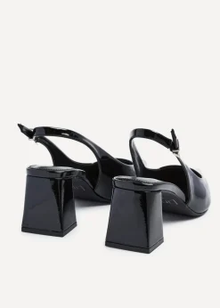Linzi Laurel Black Patent Block Heeled Court Heel