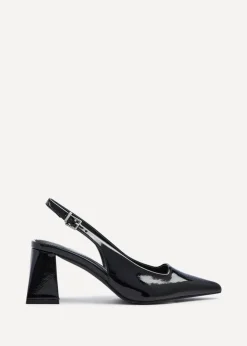 Linzi Laurel Black Patent Block Heeled Court Heel