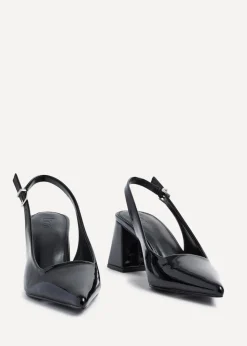 Linzi Laurel Black Patent Block Heeled Court Heel