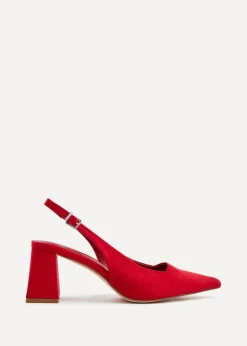 Linzi Laurel Red Faux Suede Block Heeled Court Heel