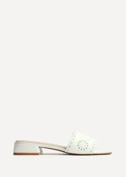 Linzi Lavender White Faux Leather Mule
