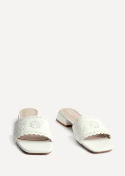 Linzi Lavender White Faux Leather Mule