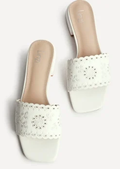 Linzi Lavender White Faux Leather Mule