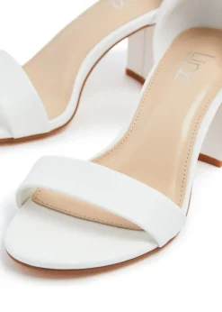 Linzi Legacy Wide Fit White Faux Leather Closed Black Block Heel