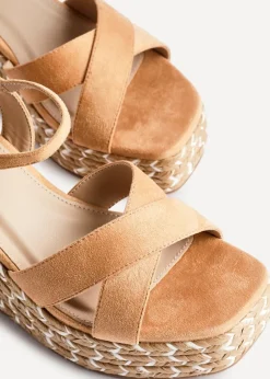 Linzi Leonie Tan Faux Suede Braided Wedge