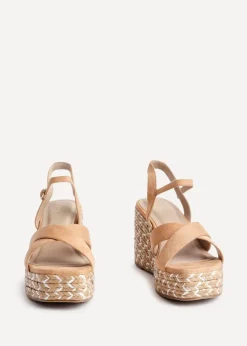 Linzi Leonie Tan Faux Suede Braided Wedge