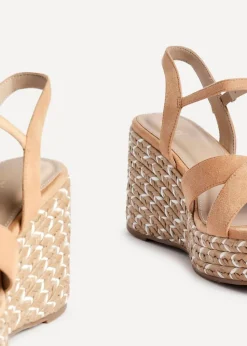 Linzi Leonie Tan Faux Suede Braided Wedge