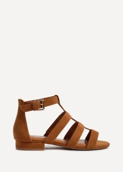 Linzi Liberate Tan Faux Suede Closed Back Gladiator Sandals