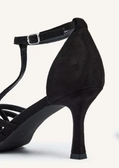 Linzi Lilah Black Faux Suede T-Bar High Heel