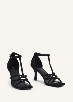 Linzi Lilah Black Faux Suede T-Bar High Heel