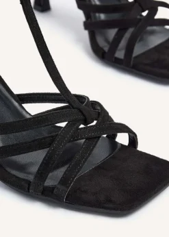 Linzi Lilah Black Faux Suede T-Bar High Heel