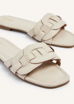 Linzi Linked Sand Faux Leather Sliders