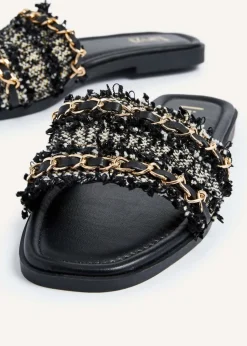 Linzi Lola Black Faux Leather Slider