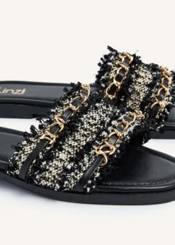 Linzi Lola Black Faux Leather Slider