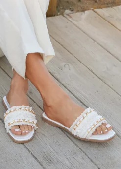 Linzi Lola White Faux Leather Slider