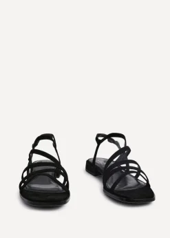 Linzi Lucie Black Faux Suede Strappy Sandals