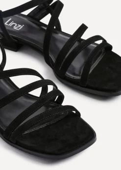 Linzi Lucie Black Faux Suede Strappy Sandals