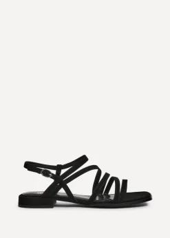 Linzi Lucie Black Faux Suede Strappy Sandals