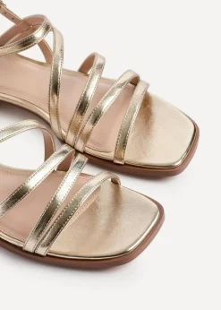 Linzi Lucie Gold Faux Leather Strappy Sandals