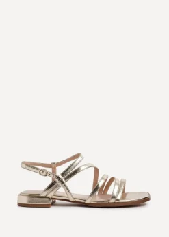 Linzi Lucie Gold Faux Leather Strappy Sandals
