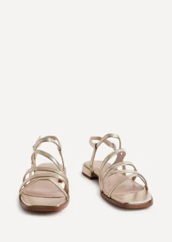 Linzi Lucie Gold Faux Leather Strappy Sandals
