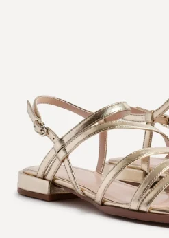 Linzi Lucie Gold Faux Leather Strappy Sandals