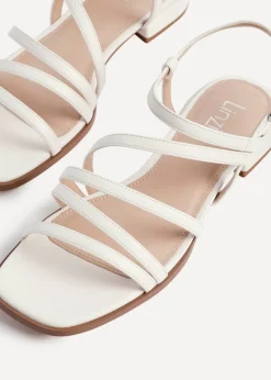 Linzi Lucie White Faux Leather Strappy Sandals