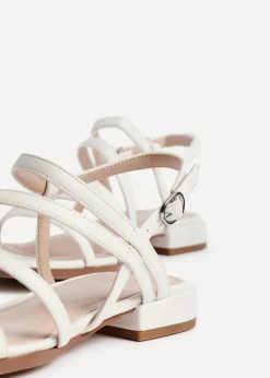 Linzi Lucie White Faux Leather Strappy Sandals