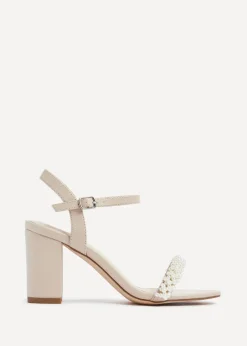 Linzi Lulu Sand Faux Leather Block Heeled Sandal