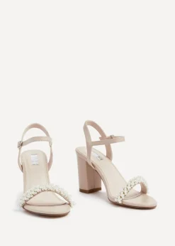 Linzi Lulu Sand Faux Leather Block Heeled Sandal