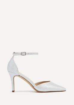 Linzi Maci Silver Glitter Fabric Stiletto Court Heel