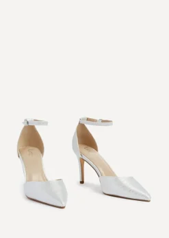 Linzi Maci Silver Glitter Fabric Stiletto Court Heel