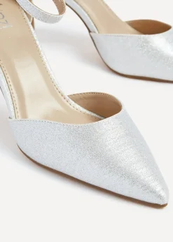 Linzi Maci Silver Glitter Fabric Stiletto Court Heel