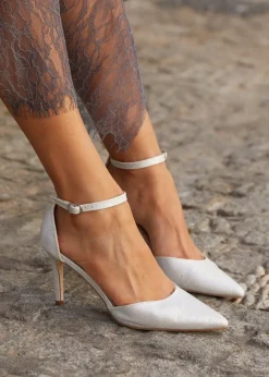 Linzi Maci Silver Glitter Fabric Stiletto Court Heel